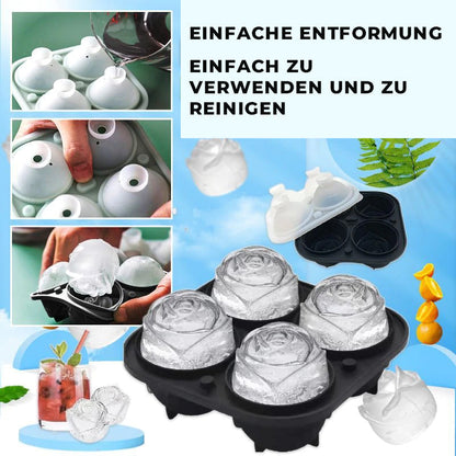 Rosen-Eiswürfelform mit 4 Fächern