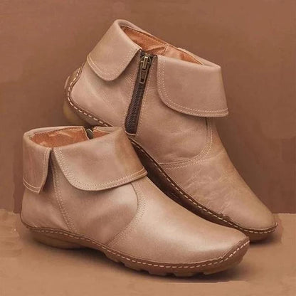 Lässige Bequeme Leder Stiefeletten mit Reißverschluss