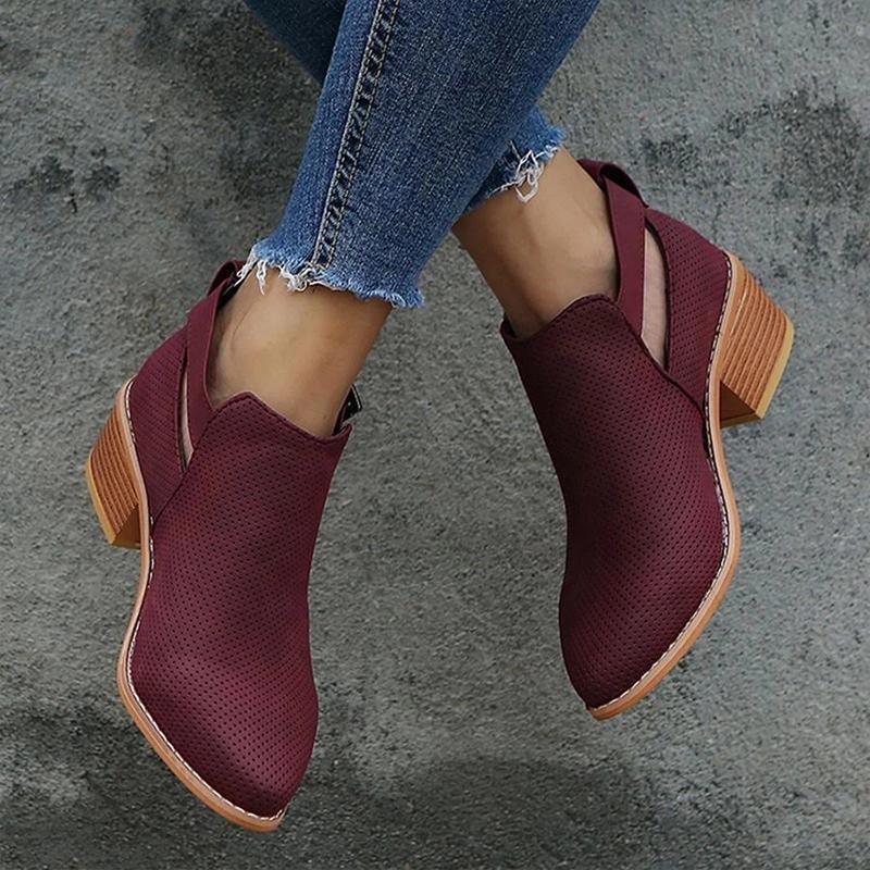 Damen Durchbrochene Stiefeletten mit Schnalle