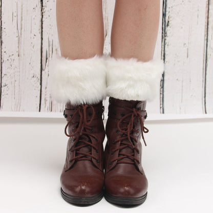 Women Fur Trim Boot Cuff Toppers Cover Leg Warmers