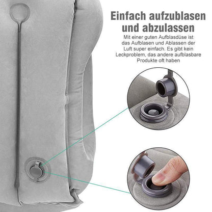 Aufblasbare Reisekissen, tragbare Beflockung Nackenkissen mit Tragetasche