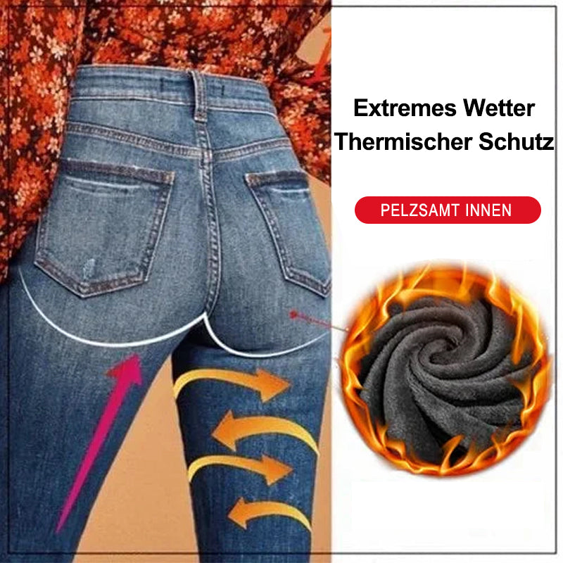 Verdickte Elastische Fleecejeans für Damen