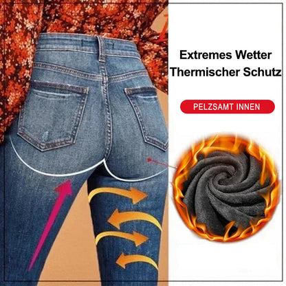 Verdickte Elastische Fleecejeans für Damen