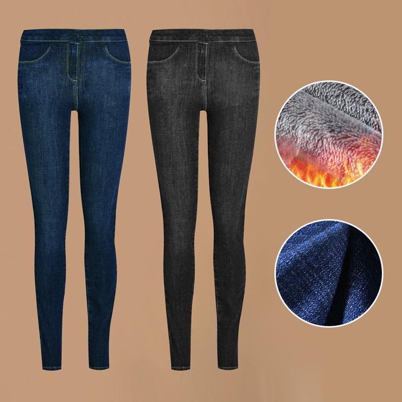 Fleecegefütterte Denim-Hose