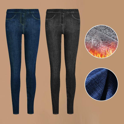 Fleecegefütterte Denim-Hose