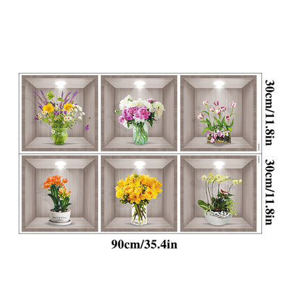 3D-Blumenvasen-Wandaufkleber