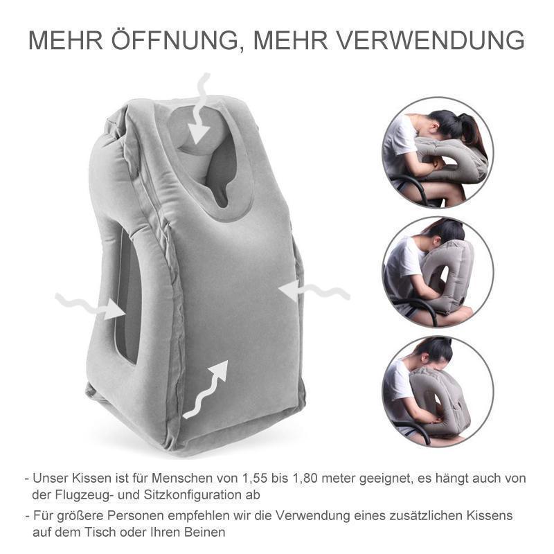 Aufblasbare Reisekissen, tragbare Beflockung Nackenkissen mit Tragetasche