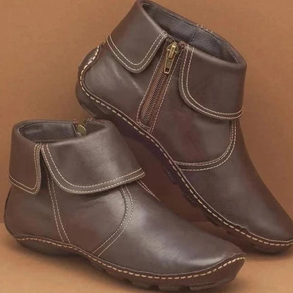 Lässige Bequeme Leder Stiefeletten mit Reißverschluss