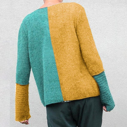 Kontrastfarbener Strickpullover