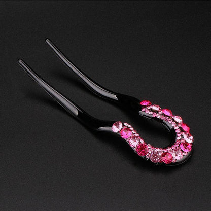 U-förmiger Kristall-Strass-Doppelstift-Haarnadelstift