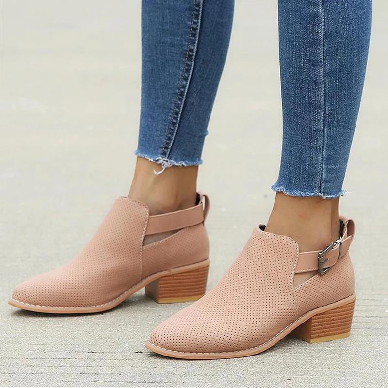 Damen Durchbrochene Stiefeletten mit Schnalle