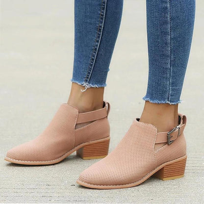 Damen Durchbrochene Stiefeletten mit Schnalle