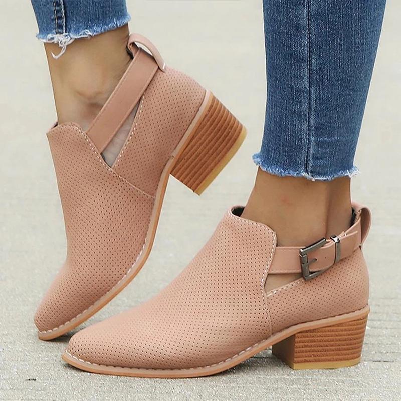 Damen Durchbrochene Stiefeletten mit Schnalle