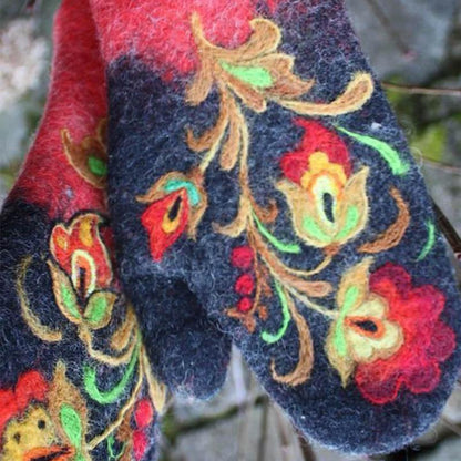 Weihnachten Blumenstick- Handschuhe