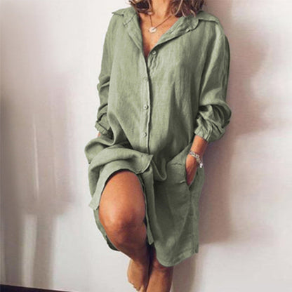 Lässiges Damen-Hemdkleid in reiner Farbe