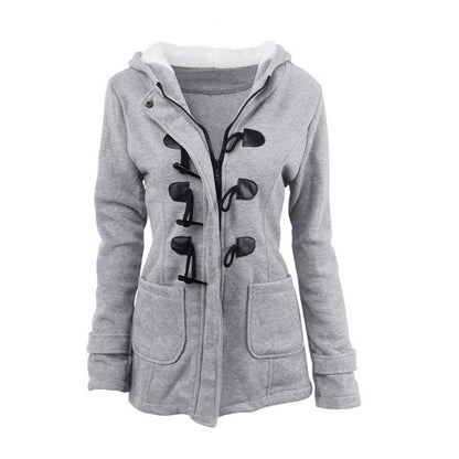 Damen Wintermantel mit Reißverschluss und Knebelknopfverschluss