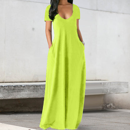 Einfarbiges Sexy Kleid Mit Tiefem V-Ausschnitt Für Damen