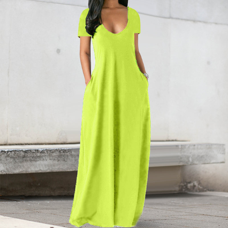Einfarbiges Sexy Kleid Mit Tiefem V-Ausschnitt Für Damen