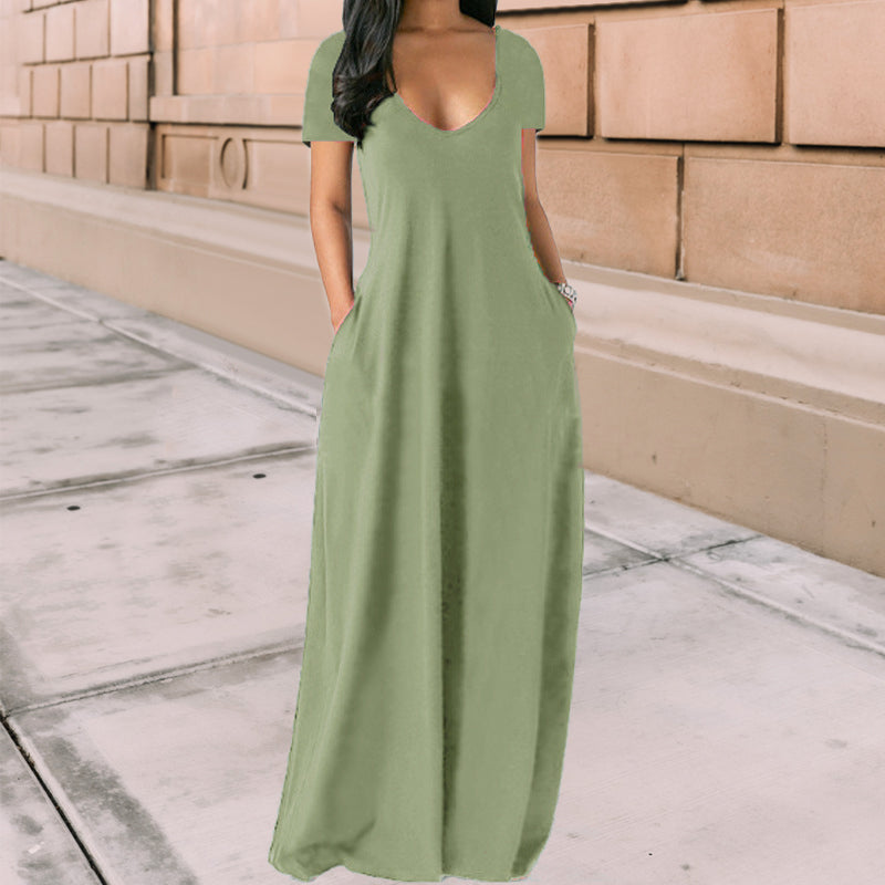 Einfarbiges Sexy Kleid Mit Tiefem V-Ausschnitt Für Damen
