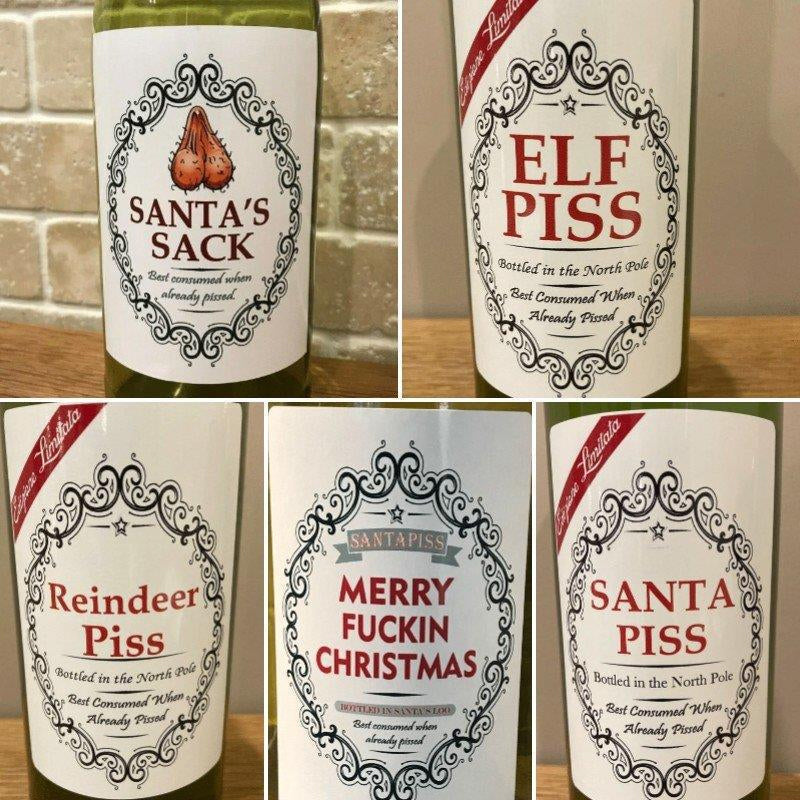 Weihnachten lustige Flaschenetiketten(5 Stück)
