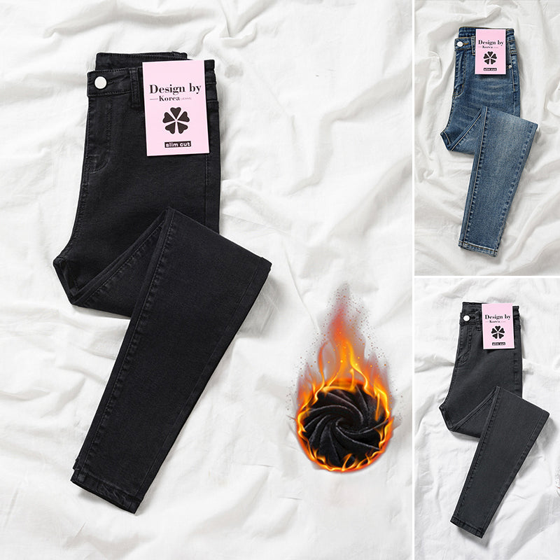 Verdickte Elastische Fleecejeans für Damen