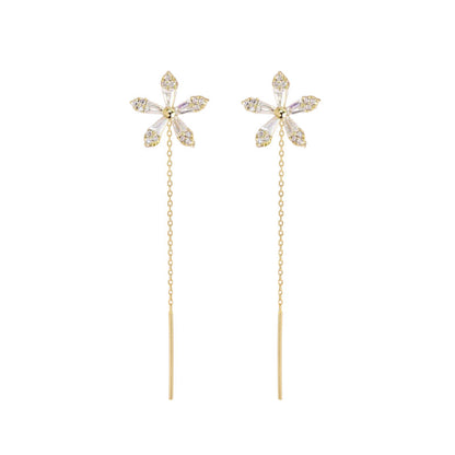 Glänzende Diamantblumenohrringe