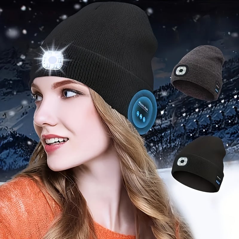 Bluetooth-Beanie mit LED-Licht & abnehmbaren Lautsprechern