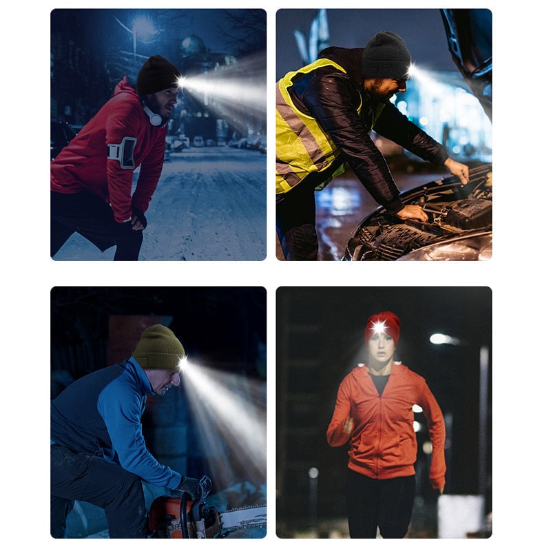 Bluetooth-Beanie mit LED-Licht & abnehmbaren Lautsprechern