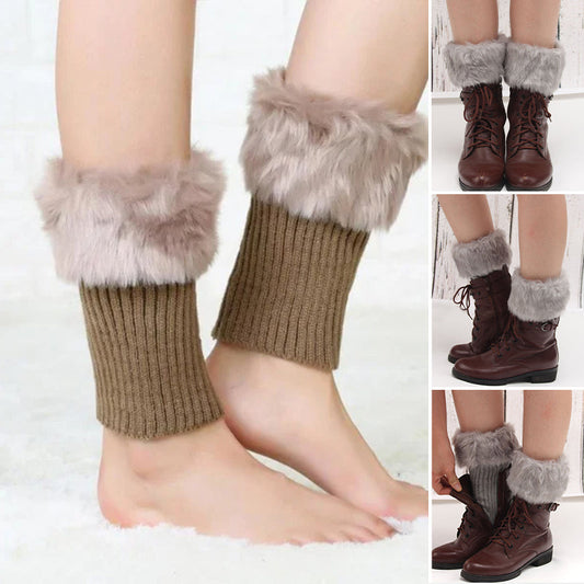 Women Fur Trim Boot Cuff Toppers Cover Leg Warmers