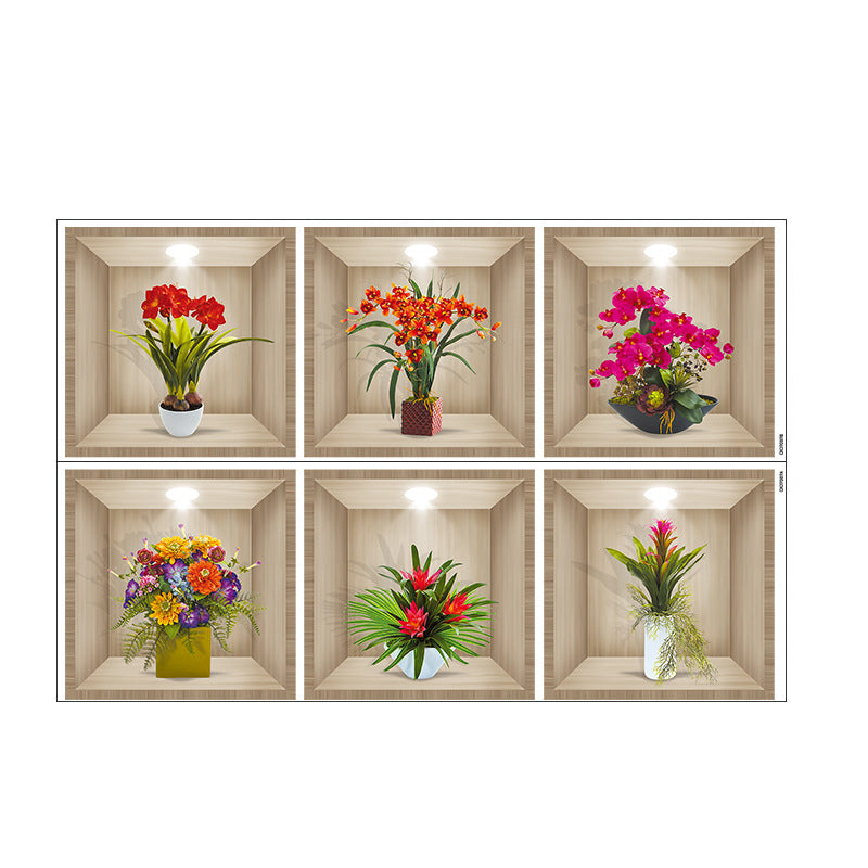 3D-Blumenvasen-Wandaufkleber