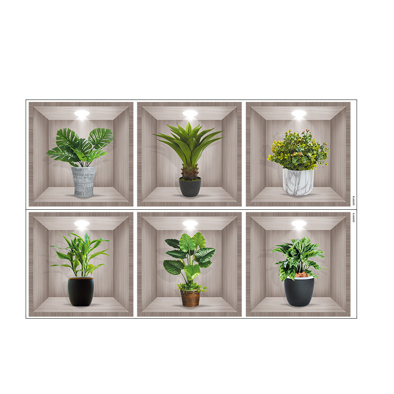 3D-Blumenvasen-Wandaufkleber